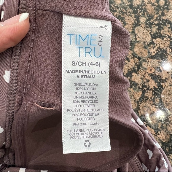 🟤 NWT Time and Tru 🟤 Swimsuit Top Mocha Color Size Small 4-6 - Picture 7 of 8